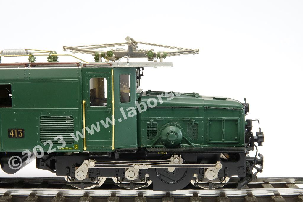 Locomotiva elettrica Rhb Ge 6/6 413 'Coccodrillo della Retica', livrea verde, epoca III - Scala 0m