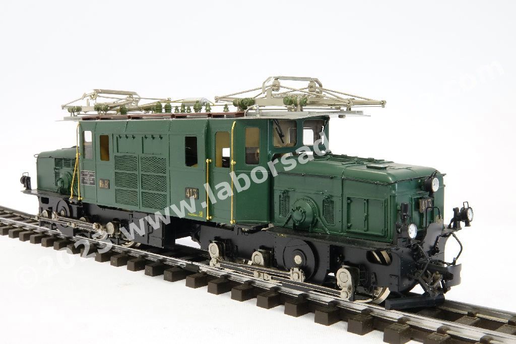 Locomotiva elettrica Rhb Ge 6/6 413 'Coccodrillo della Retica', livrea verde, epoca III - Scala 0m