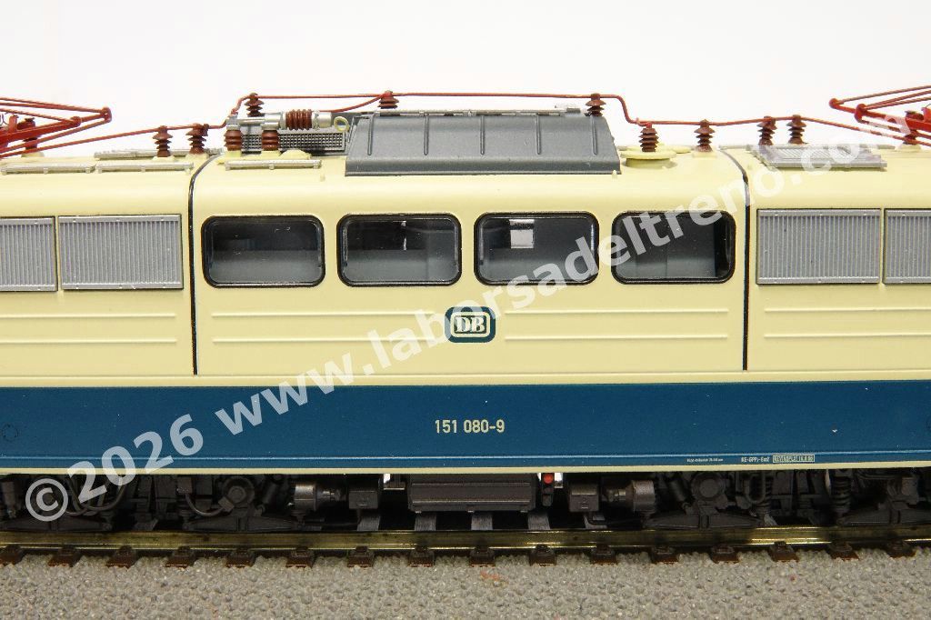 Locomotiva elettrica DB Br 151 080, livrea blu/crema, sound DC/AC, epoca IV/V - pantografi funzionanti