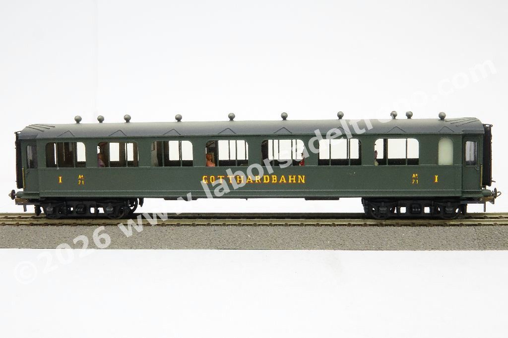 Set Gotthardbahn di 4 carrozze più bagagliaio, livrea verde, ep. I - 100 anni della Ferrovia del San Gottardo