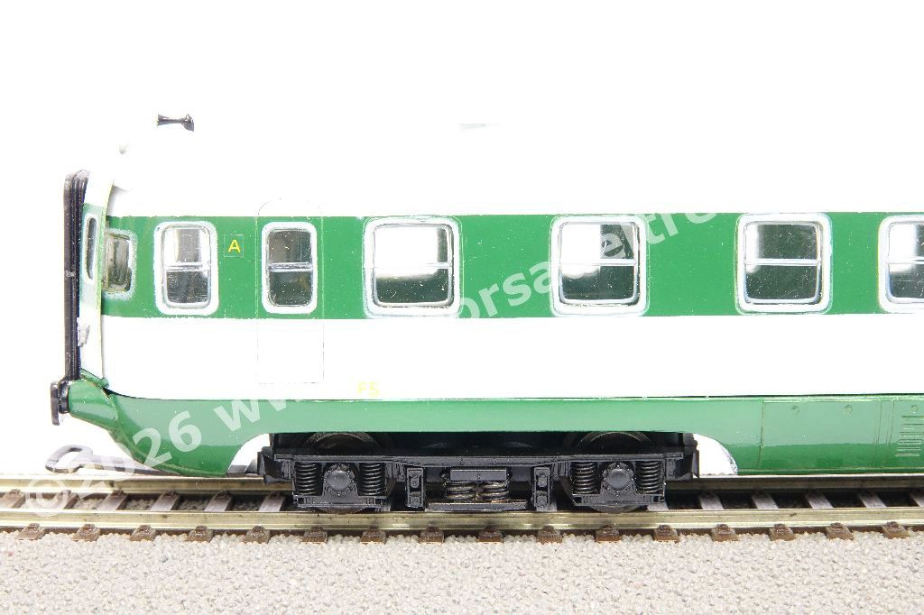 Automotrice elettrica FS Ale 601 + rimorchiata Le 601 + rimorchiata Le 480, livrea grigio nebbia/verde magnolia, epoca III/IV