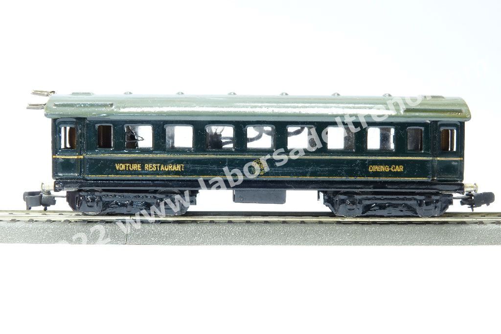 Carrozza ristorante a carrelli CIWL blu, con illuminazione interna, gancio KK 1, produzione 1936