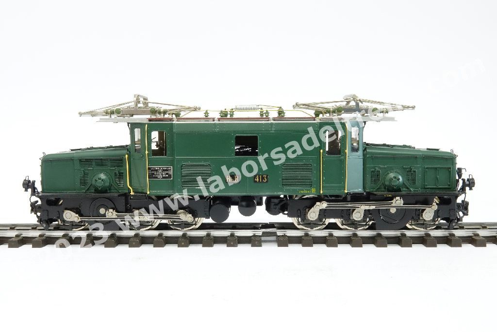Locomotiva elettrica Rhb Ge 6/6 413 'Coccodrillo della Retica', livrea verde, epoca III - Scala 0m