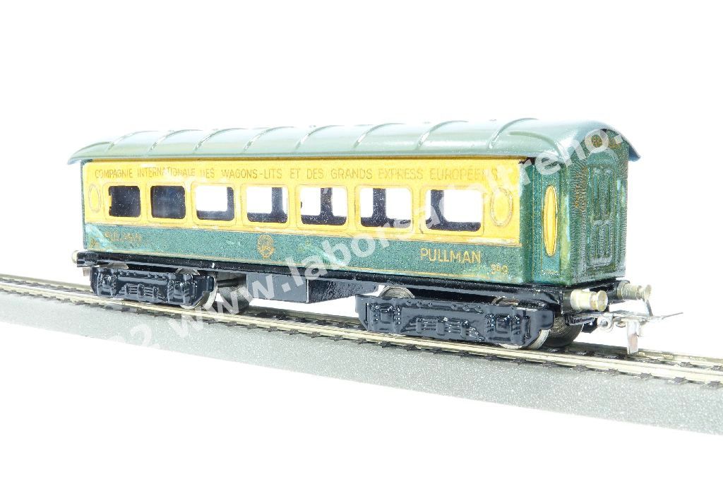 Carrozza pullmann CIWL, livrea turchese/avorio, ganci k4, prod. 1941