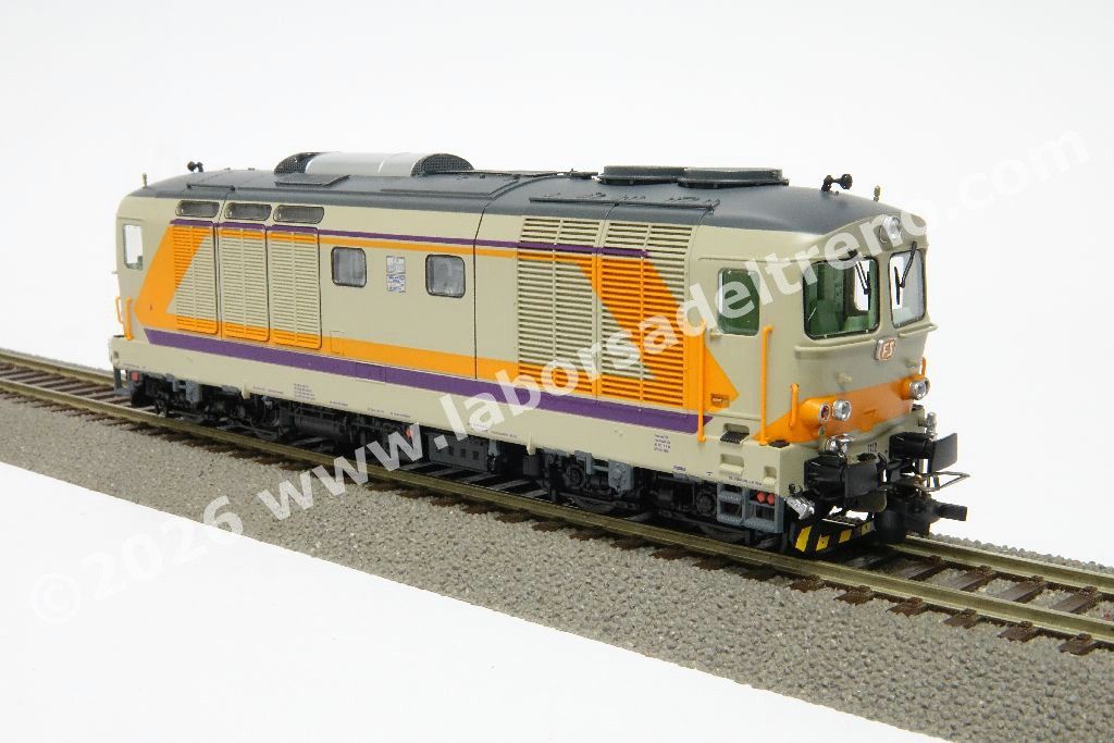 Locomotiva diesel FS D 445 di 3° Serie, livrea MDVC beige con fasce viola/arancio, epoca IV/V - MFX Digital Sound per sistemi AC