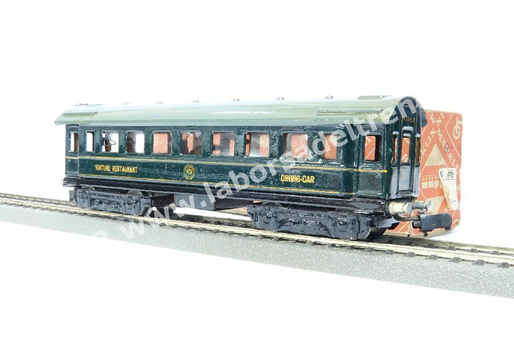 Carrozza ristorante a carrelli CIWL blu, con illuminazione interna, gancio KK 1, produzione 1936
