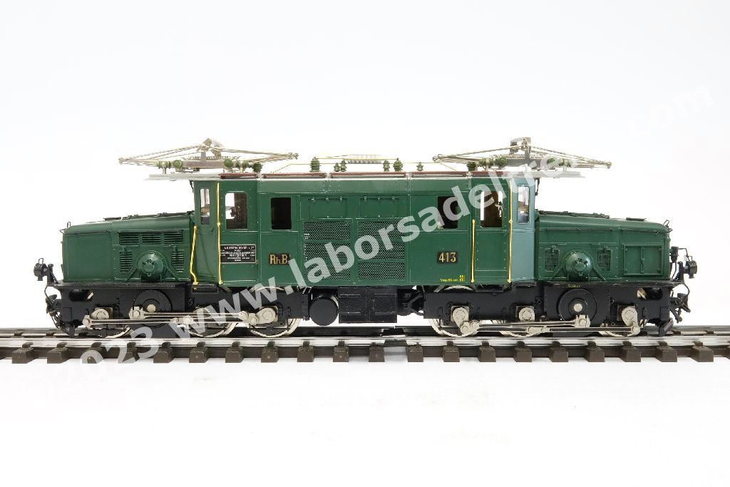 Locomotiva elettrica Rhb Ge 6/6 413 'Coccodrillo della Retica', livrea verde, epoca III - Scala 0m