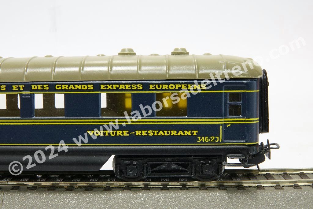 Carrozza ristorante CIWL, livrea blu, lamierino - prod. 1956
