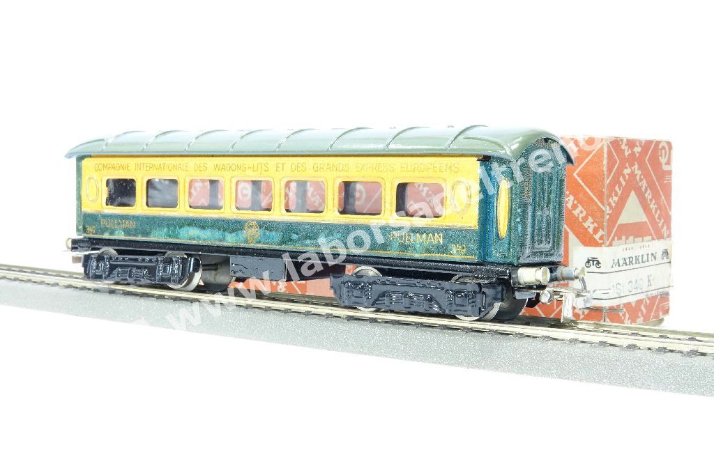 Carrozza pullmann CIWL, livrea turchese/avorio, ganci k4, prod. 1941