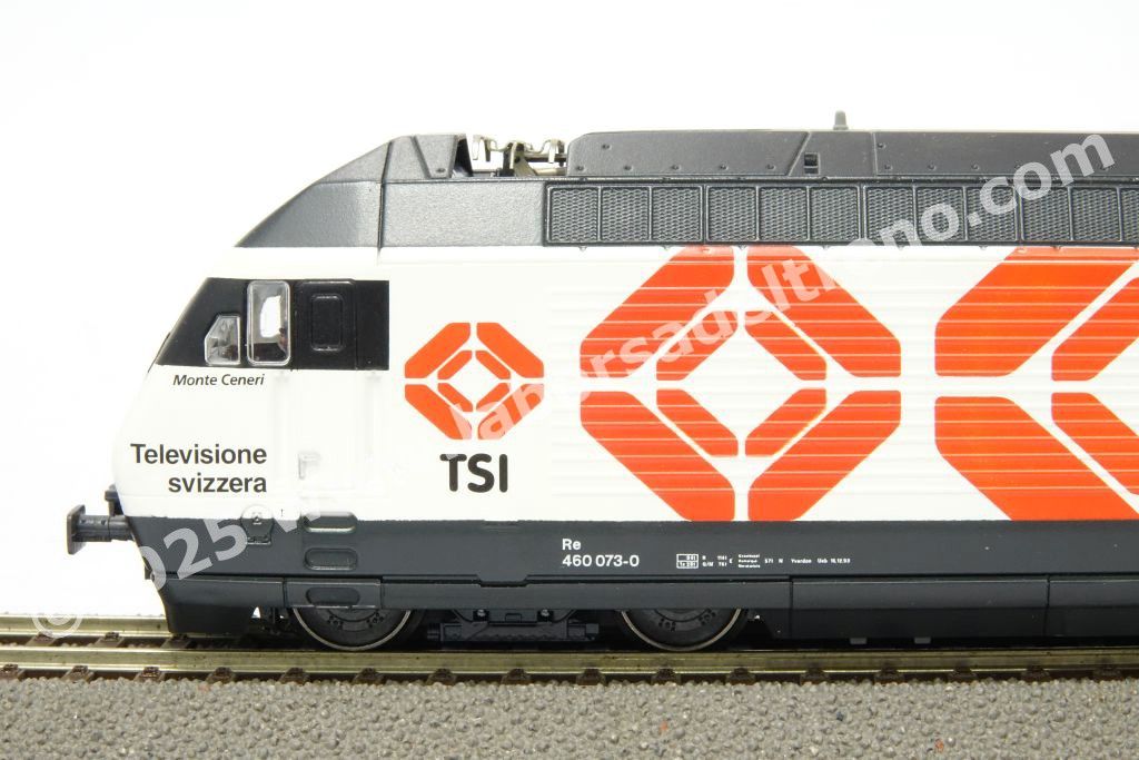 Loco elettrica Re 460 073 delle SBB, livrea pubblicitaria RTSI, ep. V