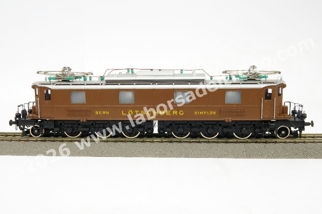 Locomotiva elettrica BLS Be 6/8 201 costruzione Breda, stato di origine con livrea marrone, con avancorpi, ep. II