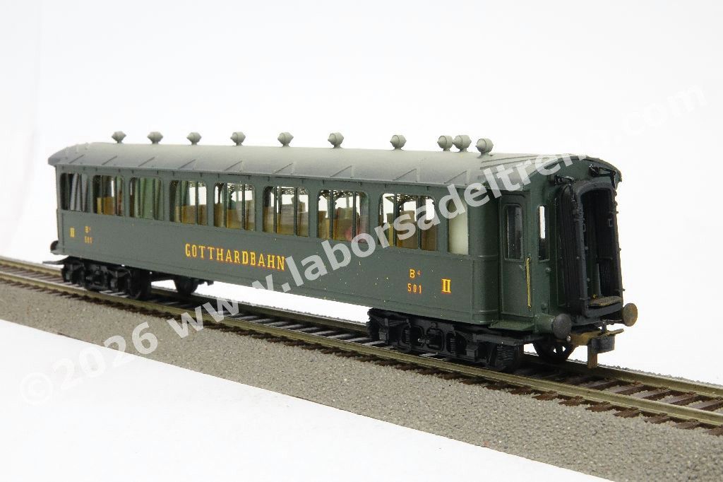 Set Gotthardbahn di 4 carrozze più bagagliaio, livrea verde, ep. I - 100 anni della Ferrovia del San Gottardo