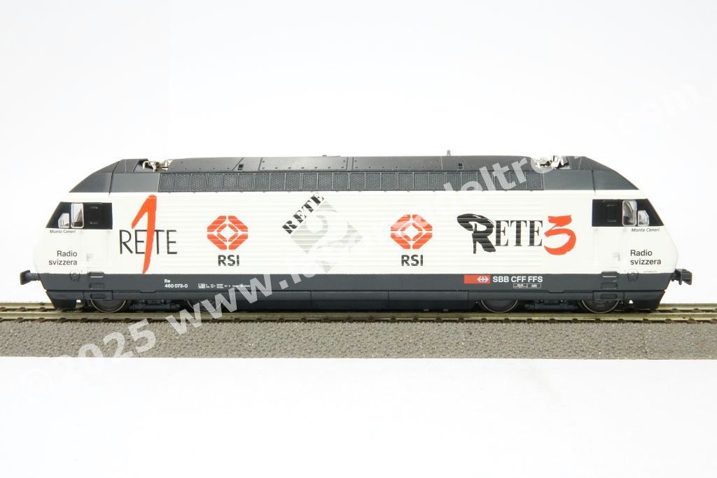 Loco elettrica Re 460 073 delle SBB, livrea pubblicitaria RTSI, ep. V