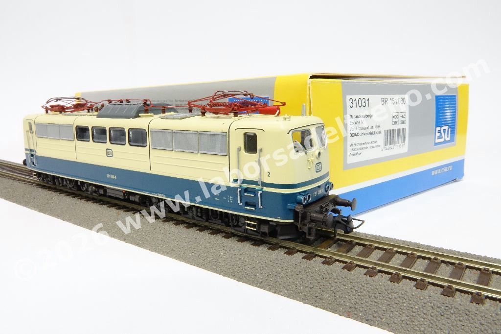 Locomotiva elettrica DB Br 151 080, livrea blu/crema, sound DC/AC, epoca IV/V - pantografi funzionanti