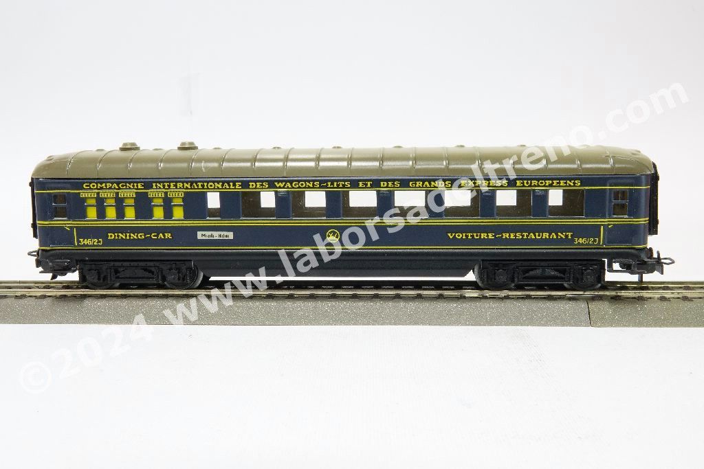 Carrozza ristorante CIWL, livrea blu, lamierino - prod. 1956