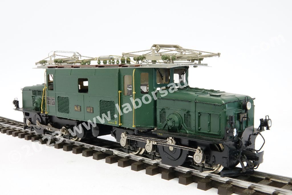 Locomotiva elettrica Rhb Ge 6/6 413 'Coccodrillo della Retica', livrea verde, epoca III - Scala 0m