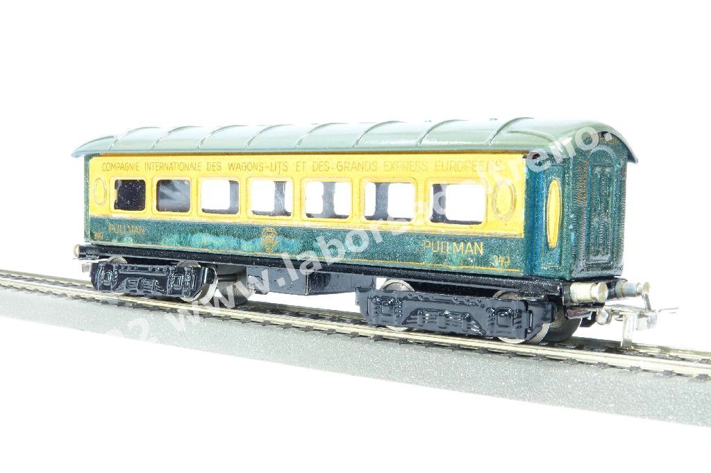 Carrozza pullmann CIWL, livrea turchese/avorio, ganci k4, prod. 1941