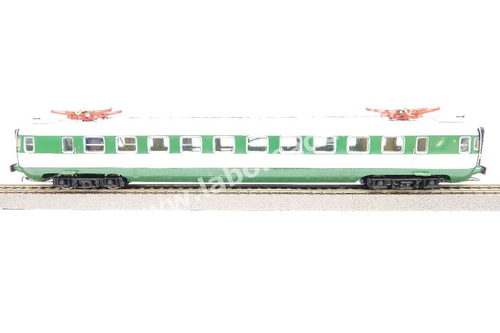 Automotrice elettrica FS Ale 601 + rimorchiata Le 601 + rimorchiata Le 480, livrea grigio nebbia/verde magnolia, epoca III/IV