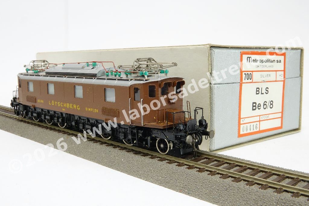 Locomotiva elettrica BLS Be 6/8 201 costruzione Breda, stato di origine con livrea marrone, con avancorpi, ep. II