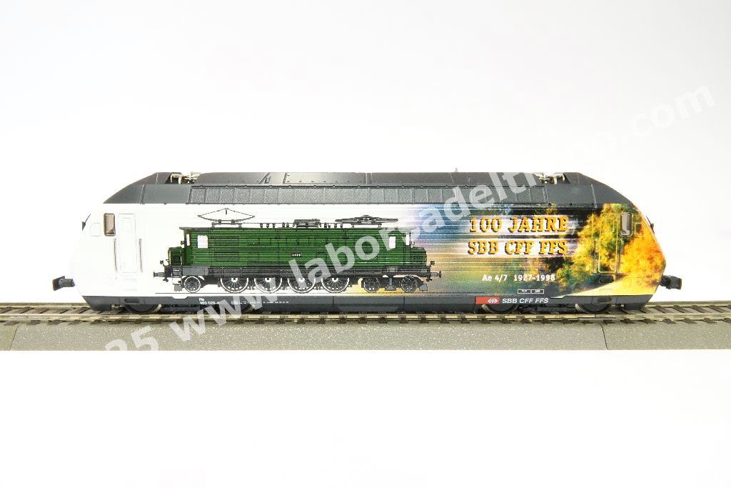 Loco el. Re 460 028 delle SBB, livrea commemorativa '100 anni SBB' con Ae 6/6 e Ae 4/7, ep. V - serie speciale 2002