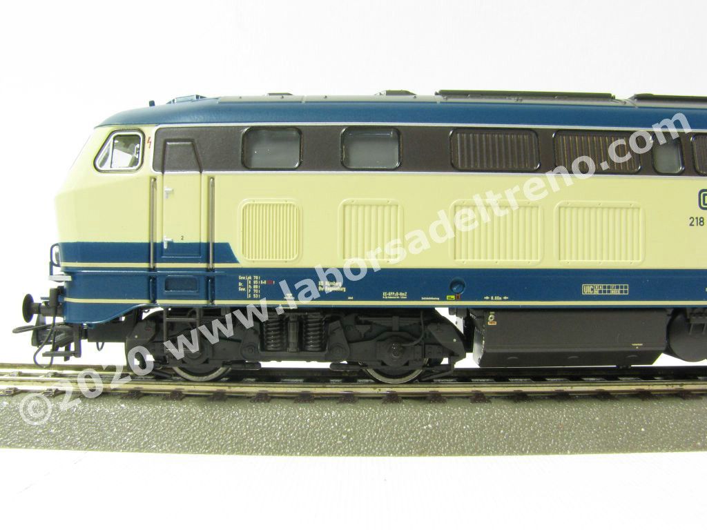 Locomotiva diesel DB Br 218, livrea blu oceano/crema, logo biscotto, epoca IV - Digital Sound