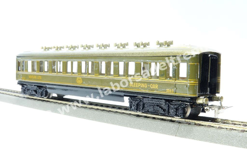 Carrozza Letti a carrelli CIWL, livrea grigio/verde, carrelli in zama, prod. 1939 - exportserie