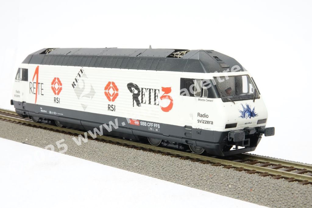 Loco elettrica Re 460 073 delle SBB, livrea pubblicitaria RTSI, ep. V