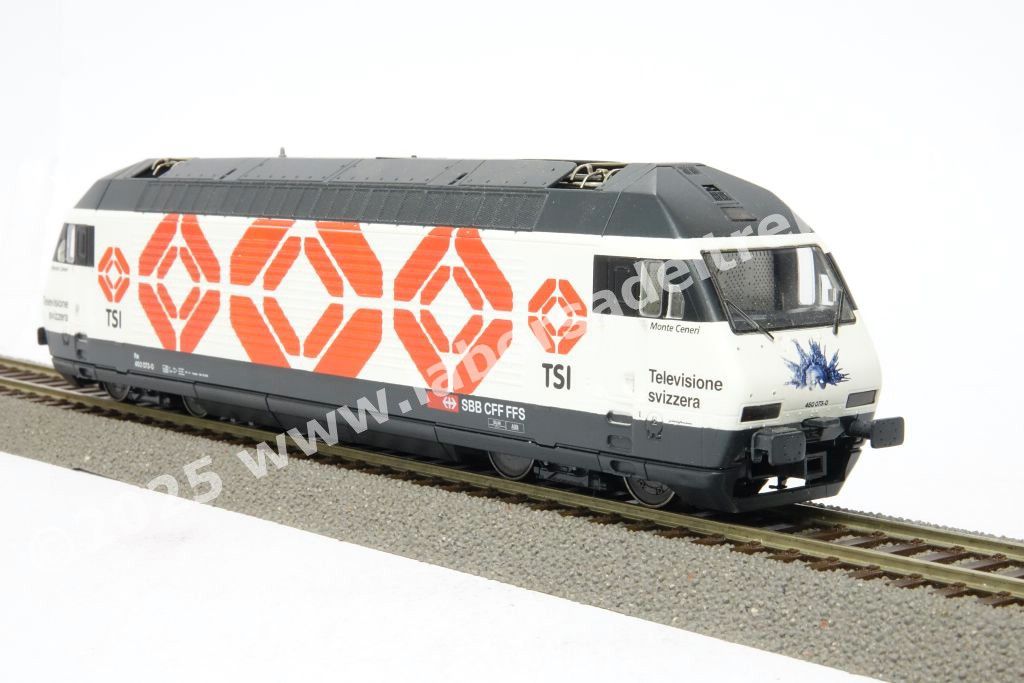 Loco elettrica Re 460 073 delle SBB, livrea pubblicitaria RTSI, ep. V