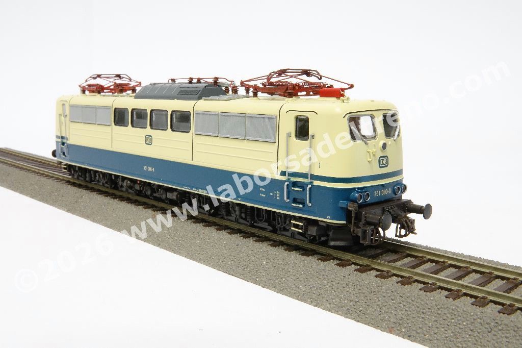 Locomotiva elettrica DB Br 151 080, livrea blu/crema, sound DC/AC, epoca IV/V - pantografi funzionanti